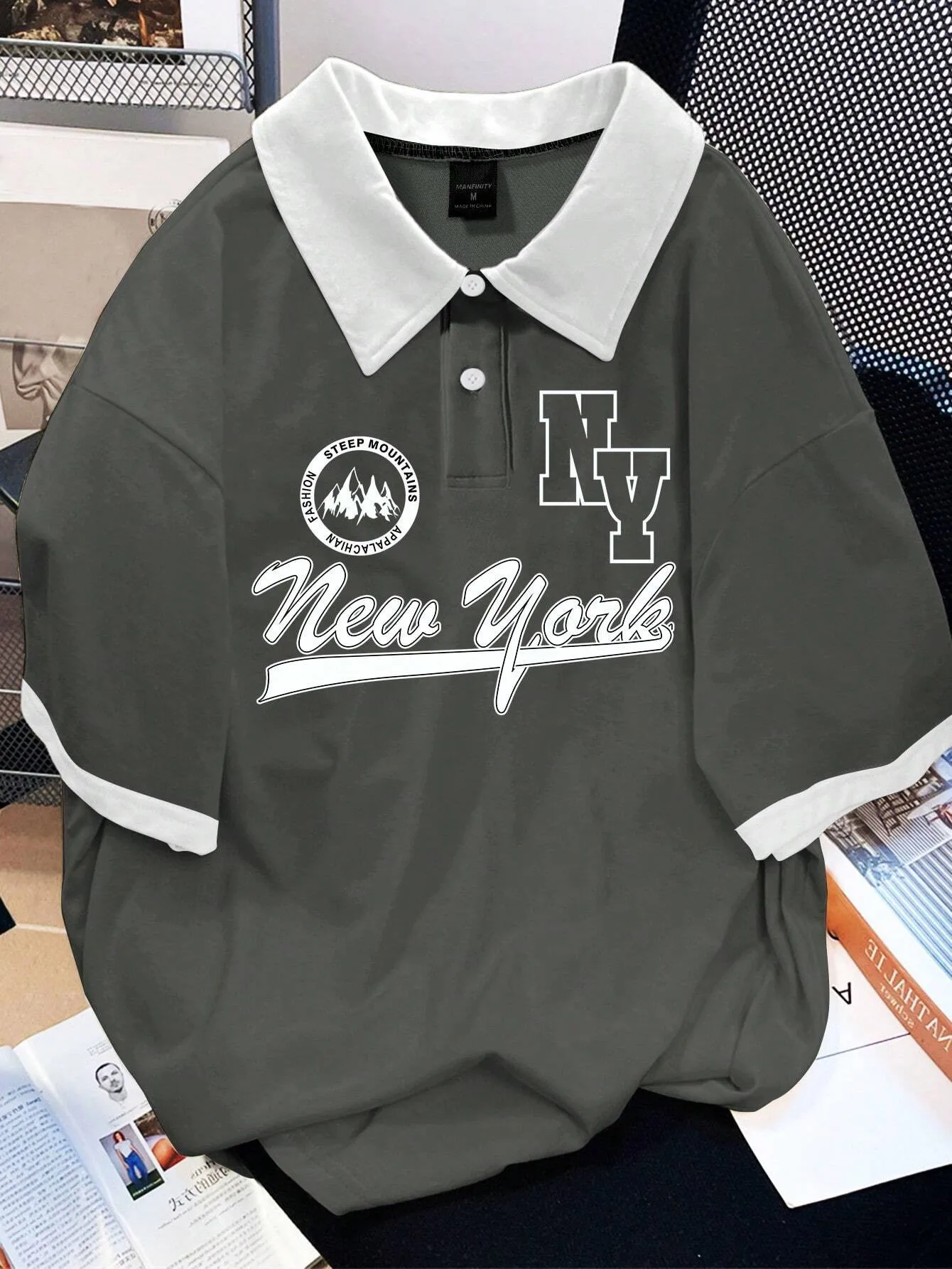 2026 Summer New Style Men's Polo Shirt with Letter Print Breathable Lightweight Casual and Fashionable Men's Clothing thumbnail 3
