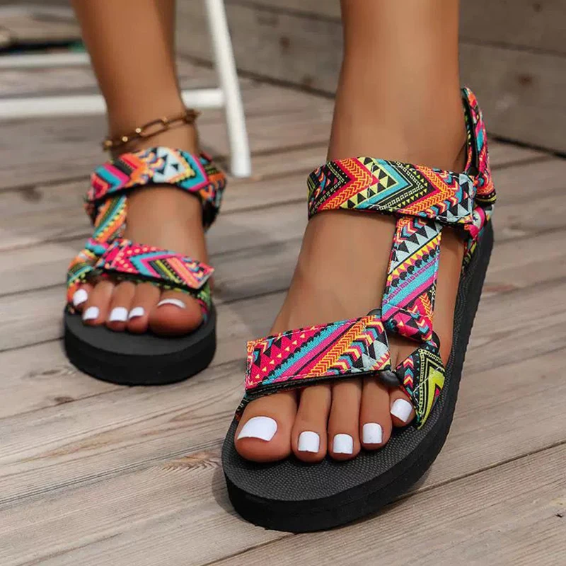 Summer Flat Women's Shoes Hemp Rope Set Foot Beach Sandals Outdoor All-match Casual Slippers Large Size Women Sandals thumbnail 2