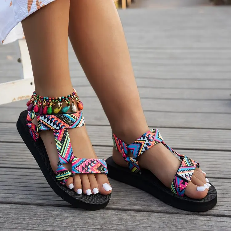 Summer Flat Women's Shoes Hemp Rope Set Foot Beach Sandals Outdoor All-match Casual Slippers Large Size Women Sandals thumbnail 6