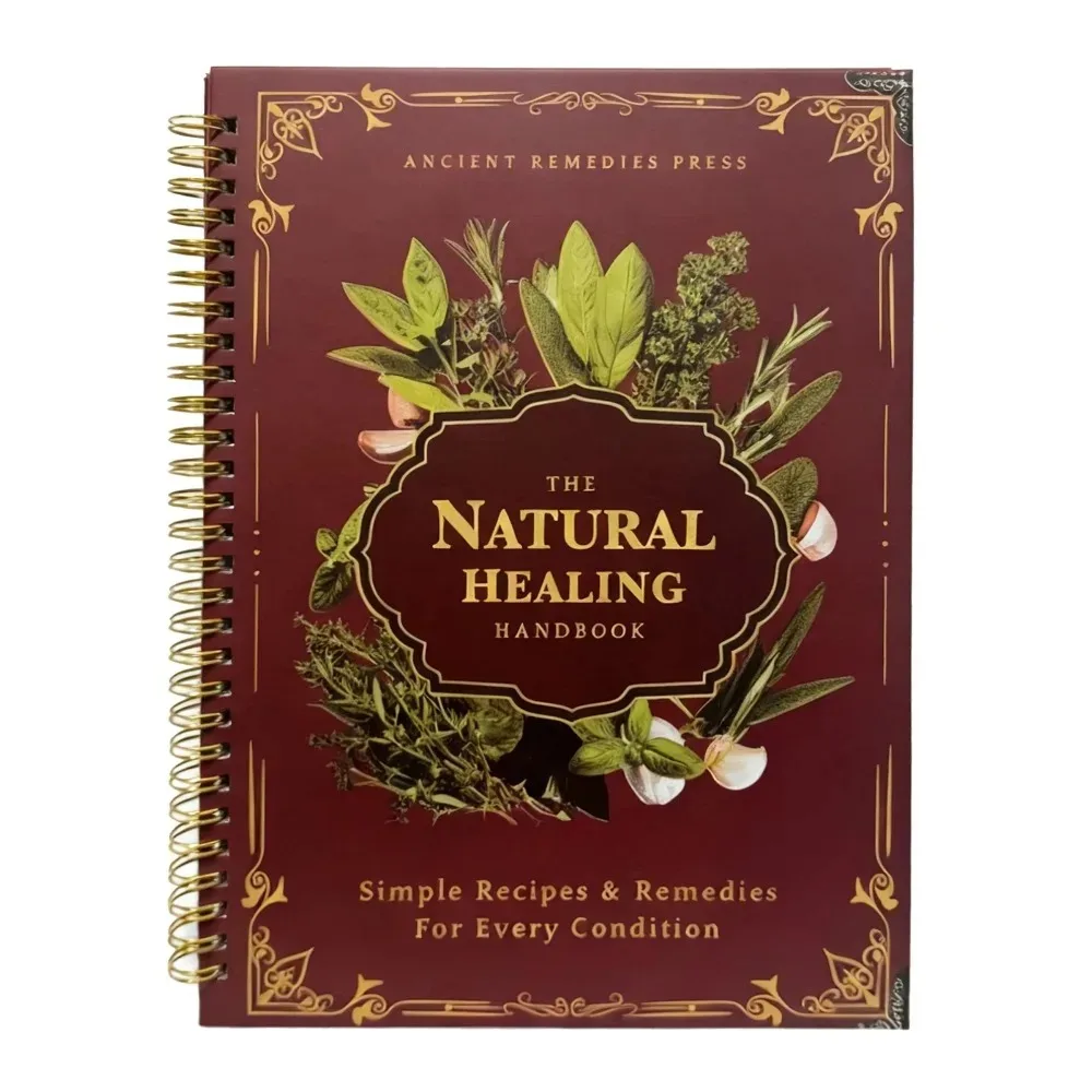 Natural Healing Handbook Spiral Bound Guide With Herbal Remedies And Recipes For Heart Health Blood Sugar Focus Boost 25x17.6cm thumbnail 2