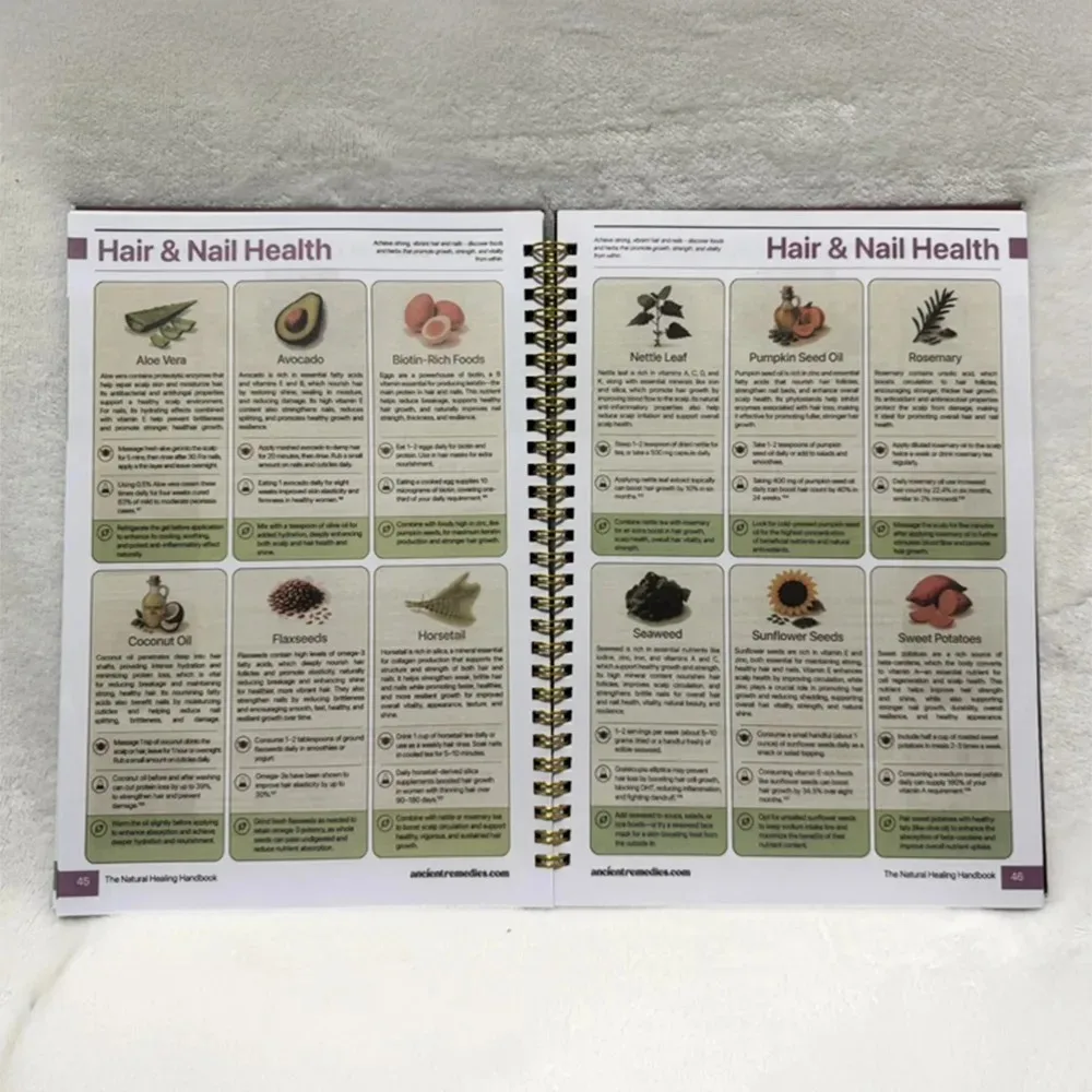 Natural Healing Handbook Spiral Bound Guide With Herbal Remedies And Recipes For Heart Health Blood Sugar Focus Boost 25x17.6cm thumbnail 4