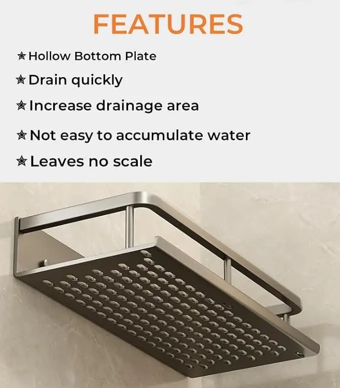 15.75inch Self  Adhesive Bathroom Shelves No-Drilling Aluminum Alloy Shower Storage for Bathroom Shower Caddy Shelf Organizer thumbnail 4