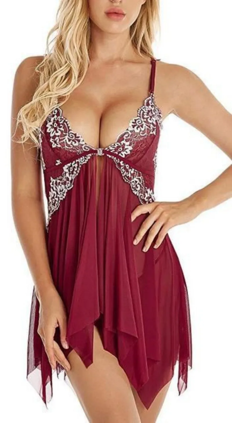 New In Sexy Lingerie For Woman Transparent Porno Teddy Costumes Babydoll Lace Dress Plus Size Underwear Crotchless Sleepwear Set thumbnail 6