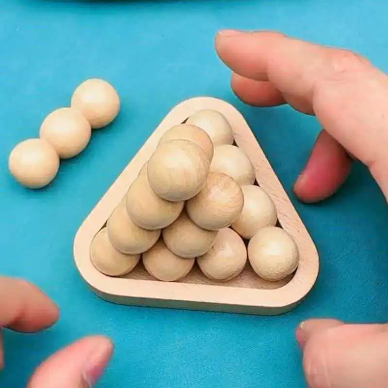 Pyramid 3D Wooden Brain Teaser Puzzle Creative Educational Fun Difficult Problem Solving Toys For Kids Children Adults thumbnail 2