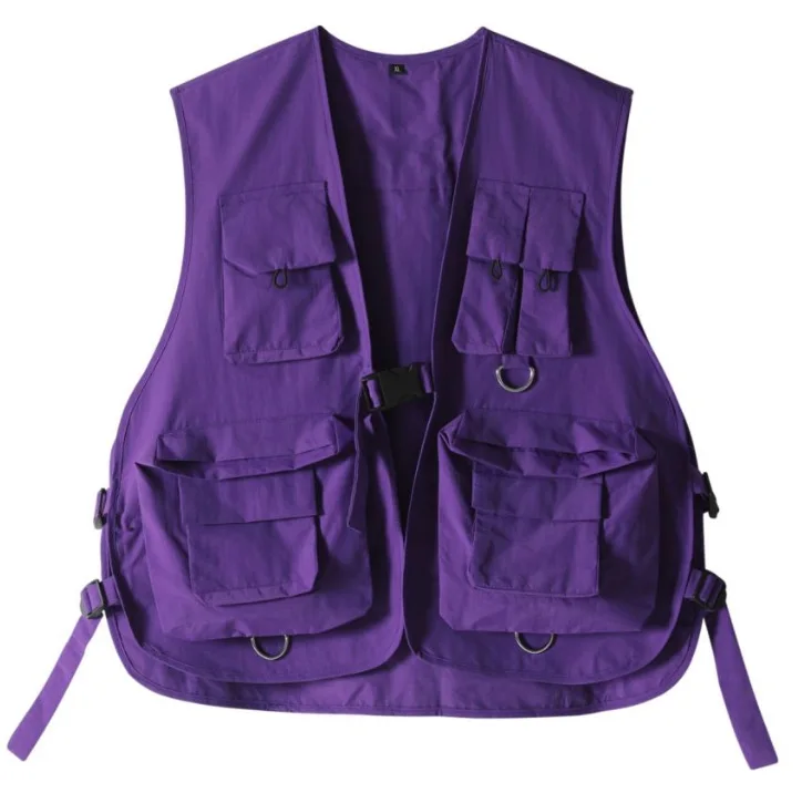 Pink Tactical Vest For Women Multi Pocket Workwear Top Fashion Casual Loose Fit Autumn Outdoor Streetwear Waistcoat thumbnail 5