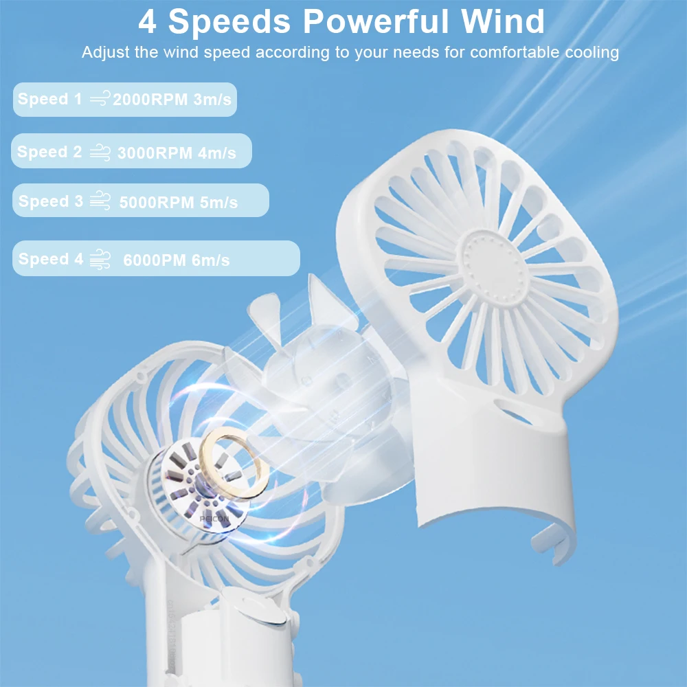 Portable Water Mist Fan Mini Handheld Spray Fan USB Rechargeable Humidifier Fan 4 Speeds Powerful Wind Outdoor Personal Hand Fan thumbnail 4