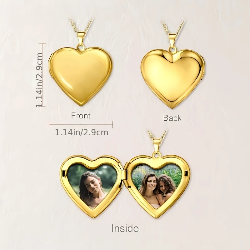 Custom 1/2 Photo Heart Locket Pendant Necklace Personalized Picture Women Fashion Necklace Personalized Birthday Souvenir Gifts thumbnail 6