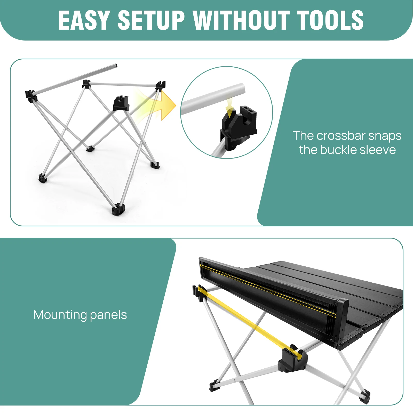Small Folding Camping Table, Foldable Portable Picnic Table, Ultralight Aluminium Lightweight Folding Beach Table thumbnail 5