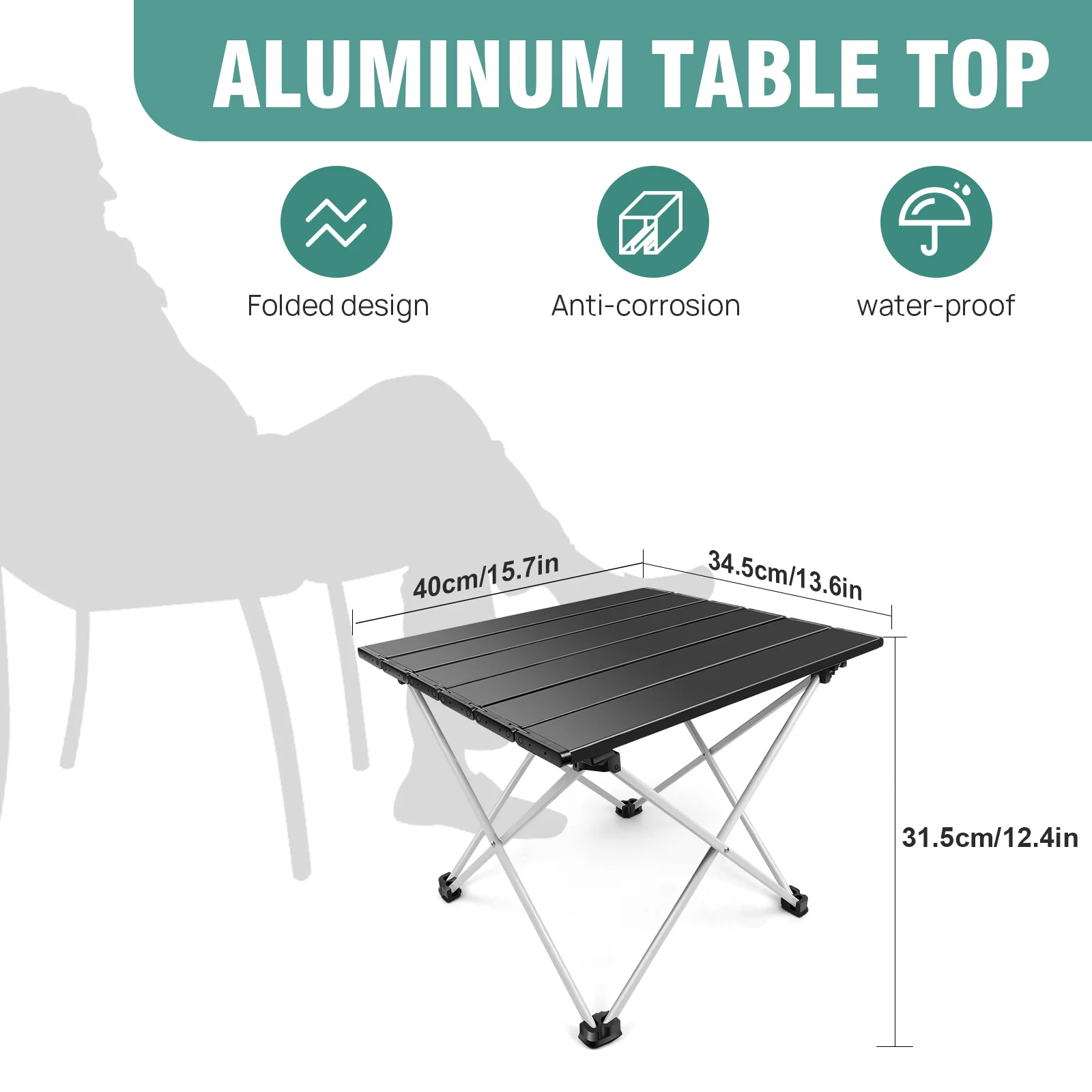 Small Folding Camping Table, Foldable Portable Picnic Table, Ultralight Aluminium Lightweight Folding Beach Table thumbnail 6