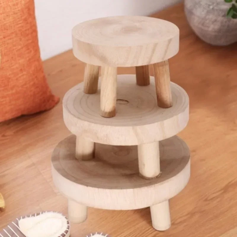 Wooden Plant Stand Flower Pot Base Holder Stool Indoor Outdoor Garden Succulent Pots Tray Flower Display Plant Stand SmallStool thumbnail 6