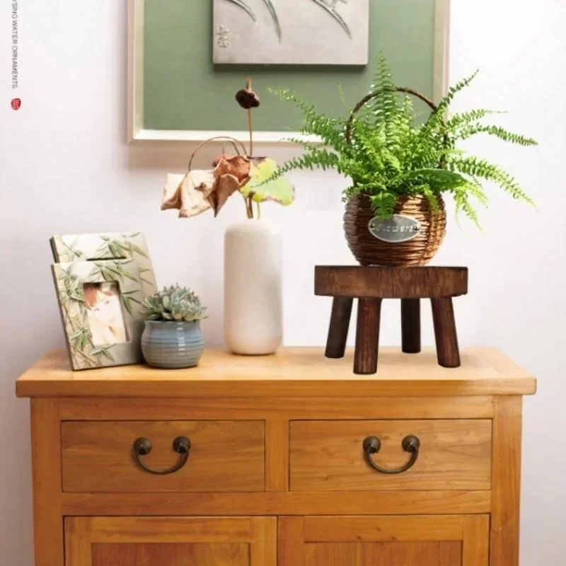 Wooden Plant Stand Flower Pot Base Holder Stool Indoor Outdoor Garden Succulent Pots Tray Flower Display Plant Stand SmallStool thumbnail 3
