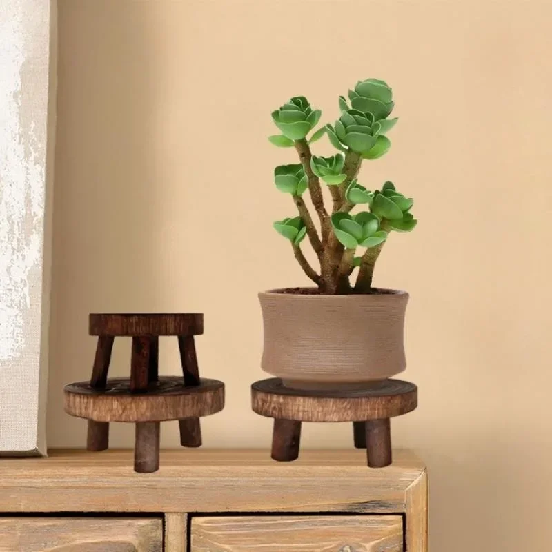 Wooden Plant Stand Flower Pot Base Holder Stool Indoor Outdoor Garden Succulent Pots Tray Flower Display Plant Stand SmallStool thumbnail 2