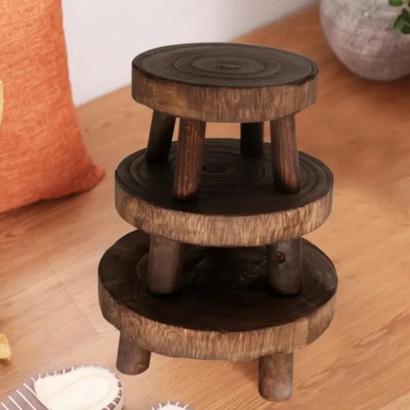 Wooden Plant Stand Flower Pot Base Holder Stool Indoor Outdoor Garden Succulent Pots Tray Flower Display Plant Stand SmallStool thumbnail 5