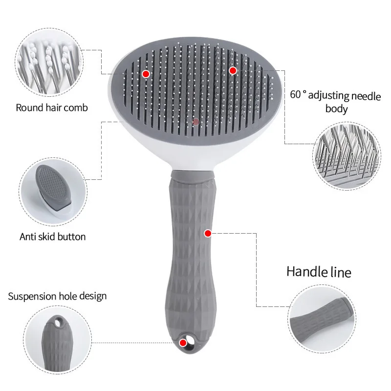 Self-Cleaning Pet Slicker Brush One-Click Cat Dog Hair Remover Professional Grooming Comb for Long/Short Fur Pets Supplies thumbnail 4