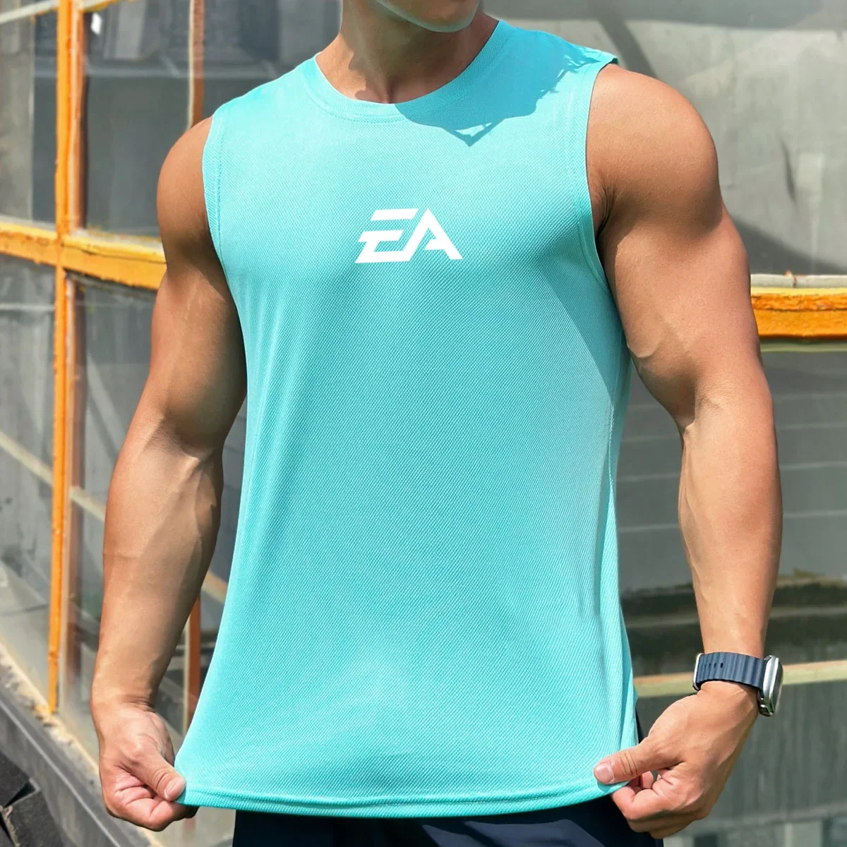 Sleeveless T-shirt Men Quick-drying Fitness Bodybuilding Shirt Male Fashion Basketball Vest Mesh Breathable Summer Gym Tank Men thumbnail 2