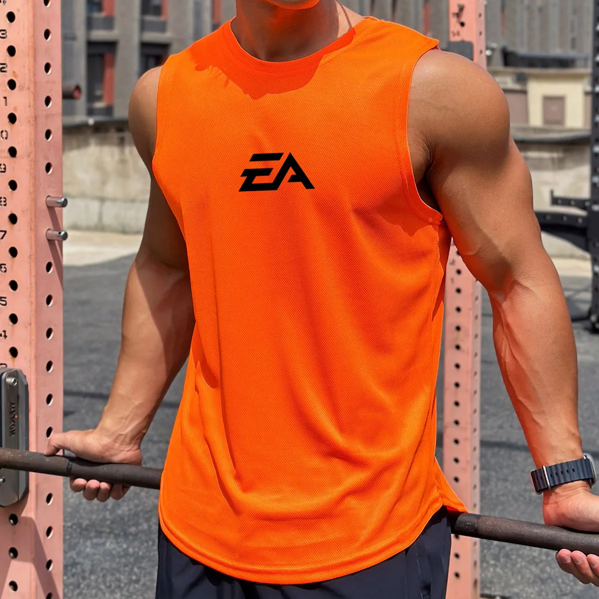 Sleeveless T-shirt Men Quick-drying Fitness Bodybuilding Shirt Male Fashion Basketball Vest Mesh Breathable Summer Gym Tank Men thumbnail 5