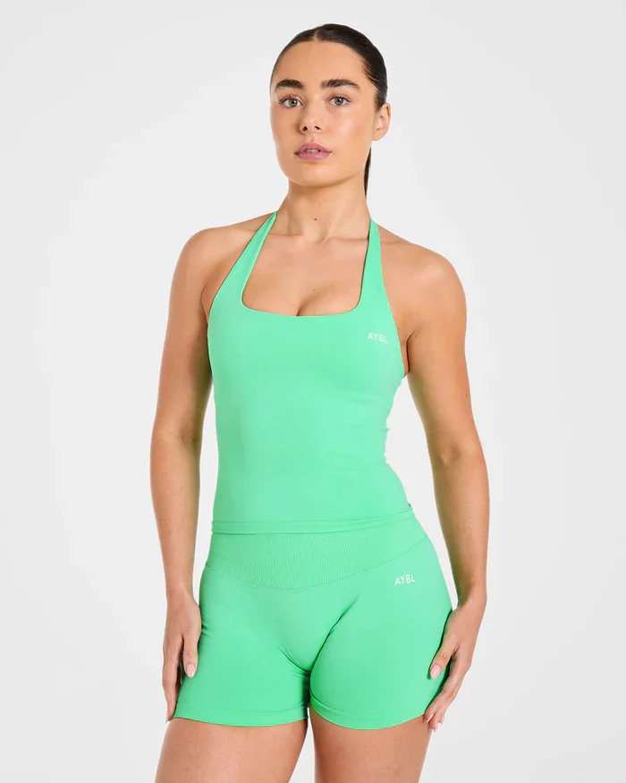 Fashion Enhance Seamless Halterneck Top Yoga Sports Bras Set Scrunch Bum Gym Shorts Women Workout Biker Stretch Fitness Leggings thumbnail 4