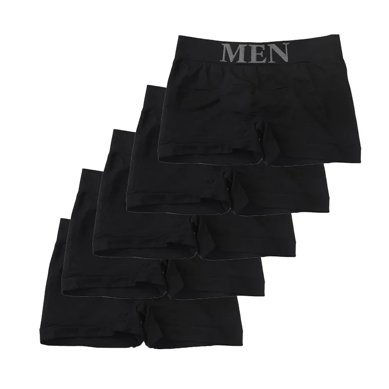 5 Pcs Men’s Boxer Briefs Breathable Soft Stretch Underwear High Elastic Comfortable Plain Color Shorts thumbnail 5