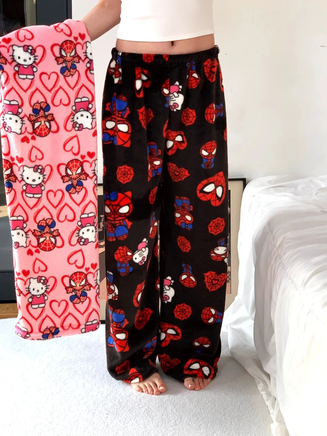 Hot Spider Man Pajamas Pants Hello Kitty Pants Anime Couple Home Trousers Cartoon Loungewear Girl's Leisure Home Trousers
