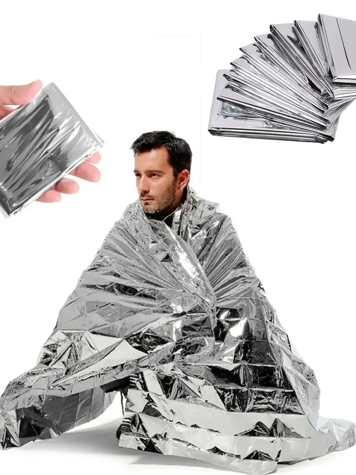 Portable Aluminum Foil Emergency Blanket for Camping And Hiking Lightweight Anti-Heat First Aid Life Blanket thumbnail 3