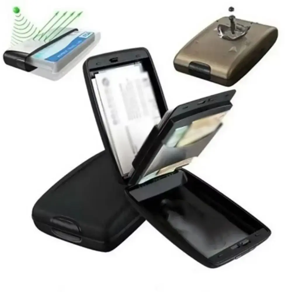 Coin Purse Large Capacity Credit Cards Holder Anti-Theft Card Case RFID Blocking Wallet Dust-proof Hard Case Passport Wallet Men thumbnail 2