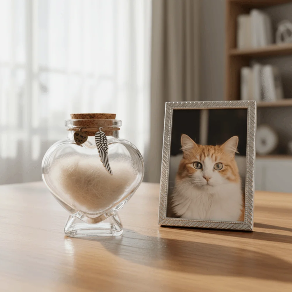Heart-Shaped Pet Hair Storage Bottle Glass Corked Lid Pet Memorial Urn Transparent Drifting Message Bottle Memorial Gift thumbnail 4