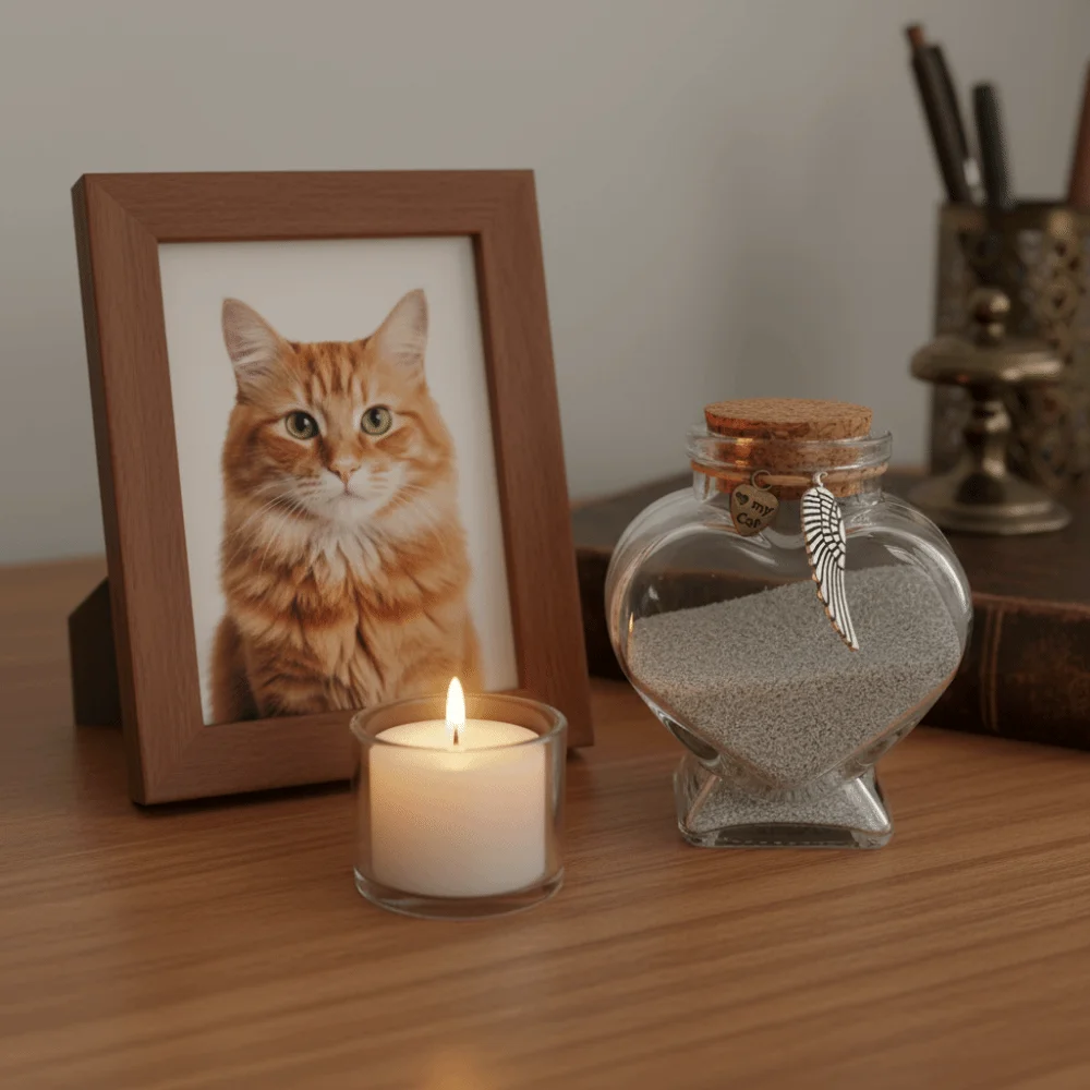 Heart-Shaped Pet Hair Storage Bottle Glass Corked Lid Pet Memorial Urn Transparent Drifting Message Bottle Memorial Gift thumbnail 3