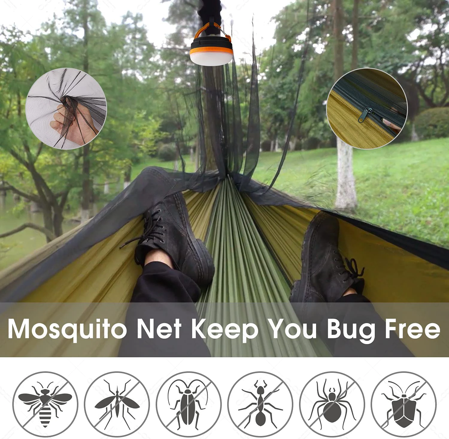 Tourist Hanging Large Hammocks Outdoor Garden Swings Furniture Seating Camping Equipment For Adults Hammocks With Mosquito Net thumbnail 3