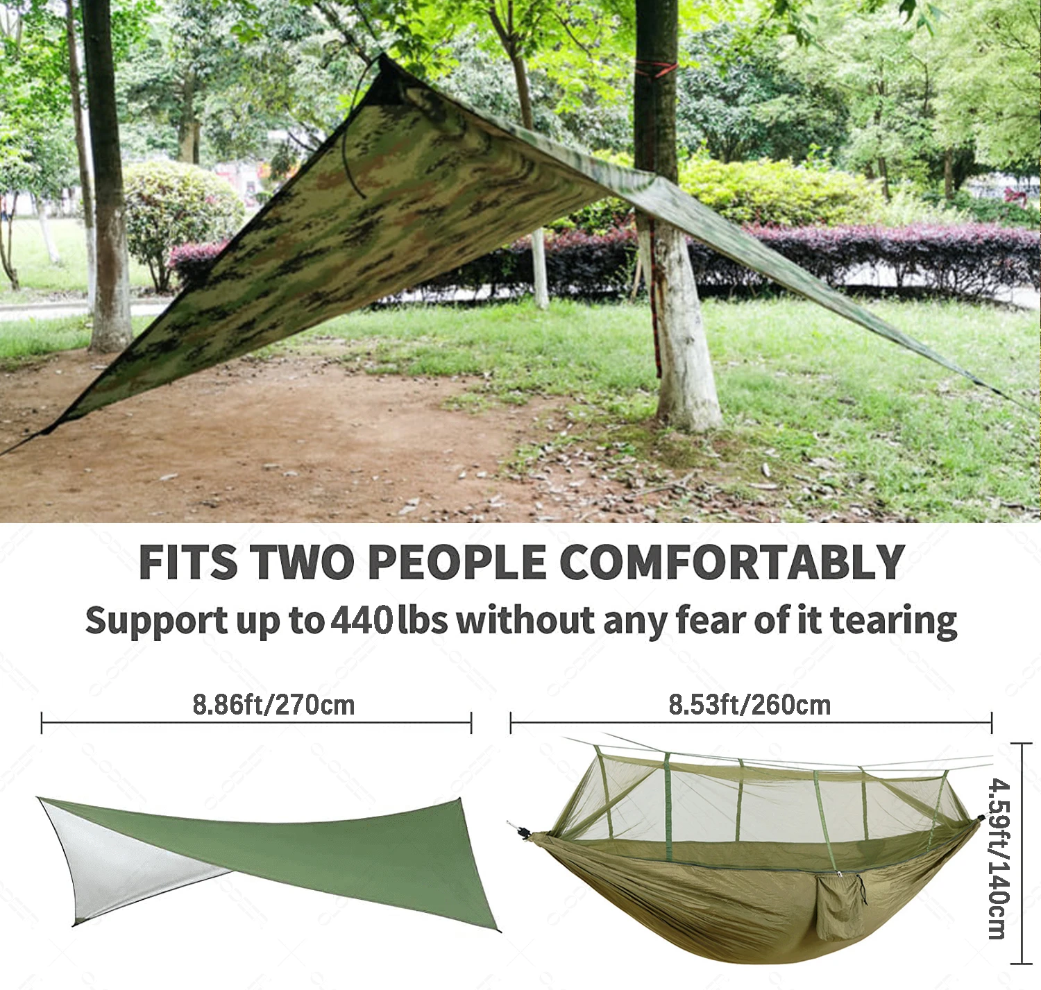 Tourist Hanging Large Hammocks Outdoor Garden Swings Furniture Seating Camping Equipment For Adults Hammocks With Mosquito Net thumbnail 2