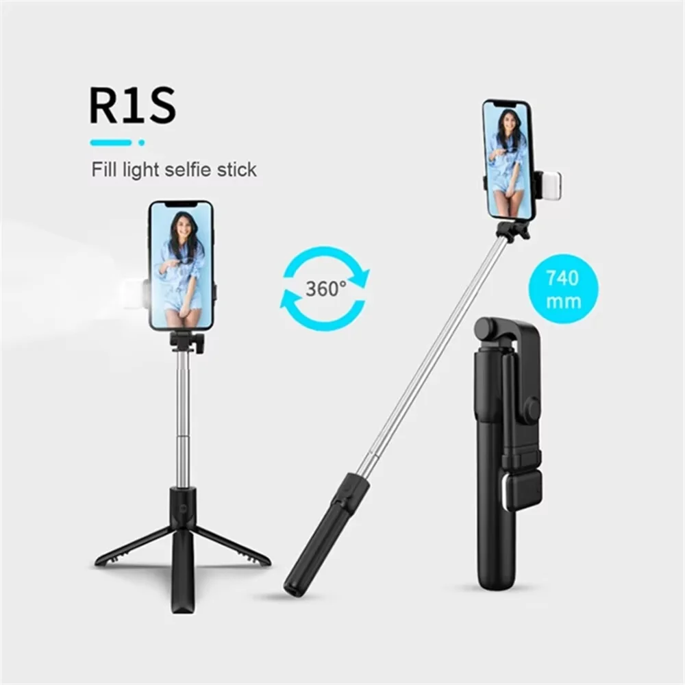 Phone Selfie Stick Tripod Bluetooth Remote Wireless Selfi Stick Phone Holder With Beauty LED Fill Light For Phone Live Streaming thumbnail 3
