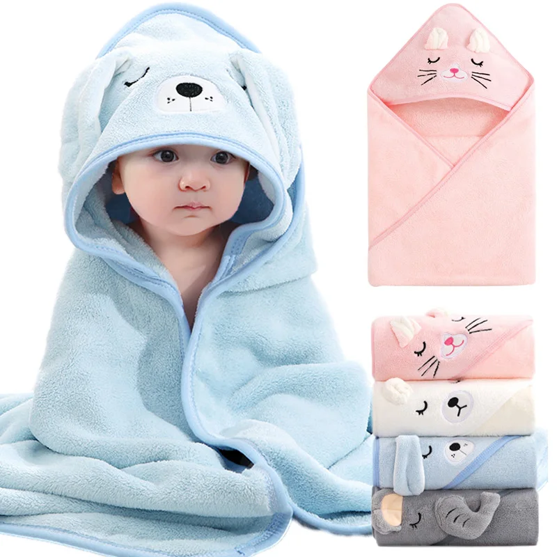 Cartoon Animal Baby Bath Towels Soft Newborn Hooded Towel Blanket Toddler Bathrobe Warm Sleeping Swaddle Wrap for Boys Girls thumbnail 3