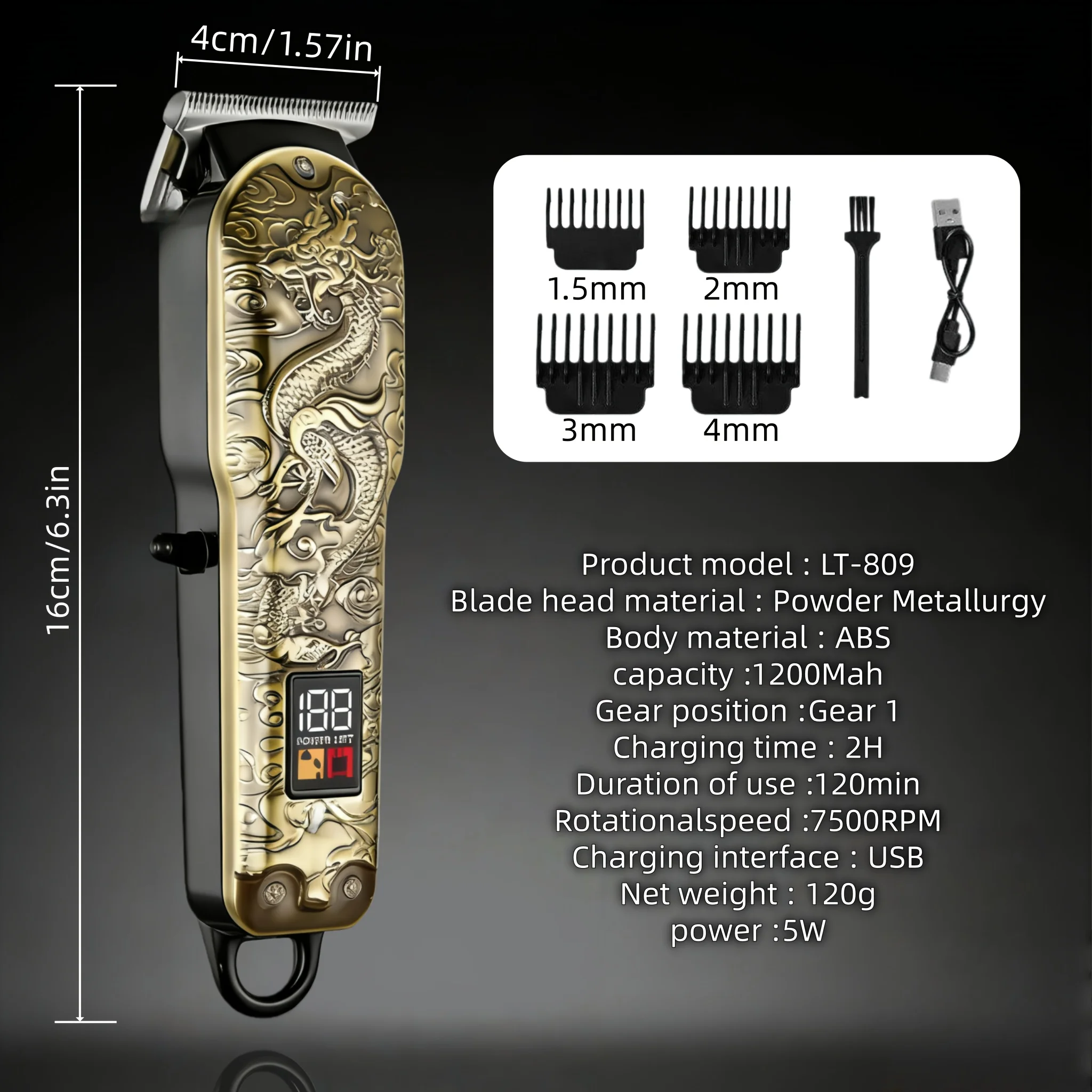 Cordless Hair Clipper for Men Rechargeable Professional T-Blade Trimmer Kit with Li-ion Battery Home Haircut & Beard Styling Set thumbnail 3