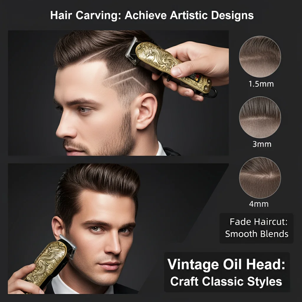 Cordless Hair Clipper for Men Rechargeable Professional T-Blade Trimmer Kit with Li-ion Battery Home Haircut & Beard Styling Set thumbnail 4