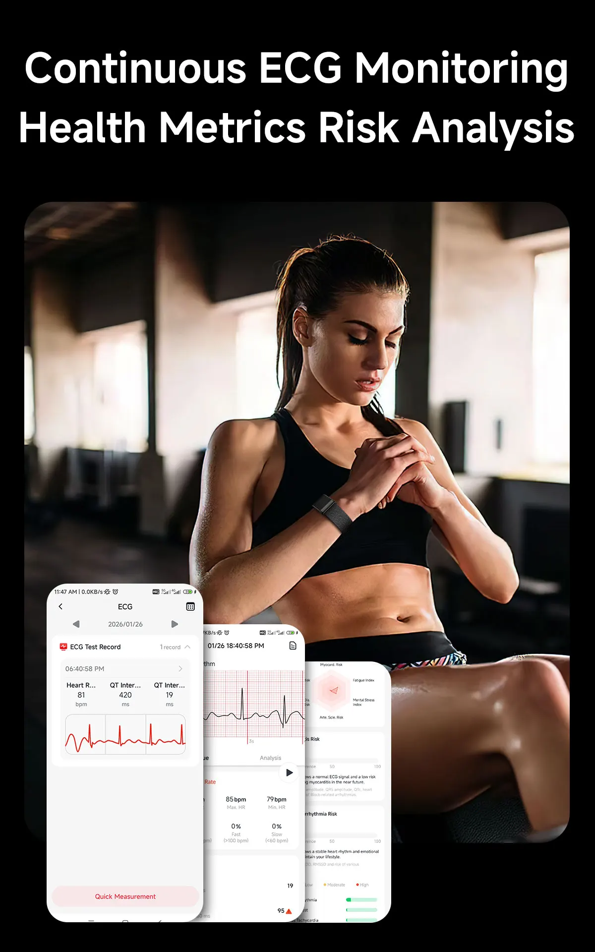 VWAR Loop Life Fitness Tracker Uric Acid Blood lipids Smart Bracelet Men ECG Blood Pressure Call Reminder Health Smart Band 2026 thumbnail 3