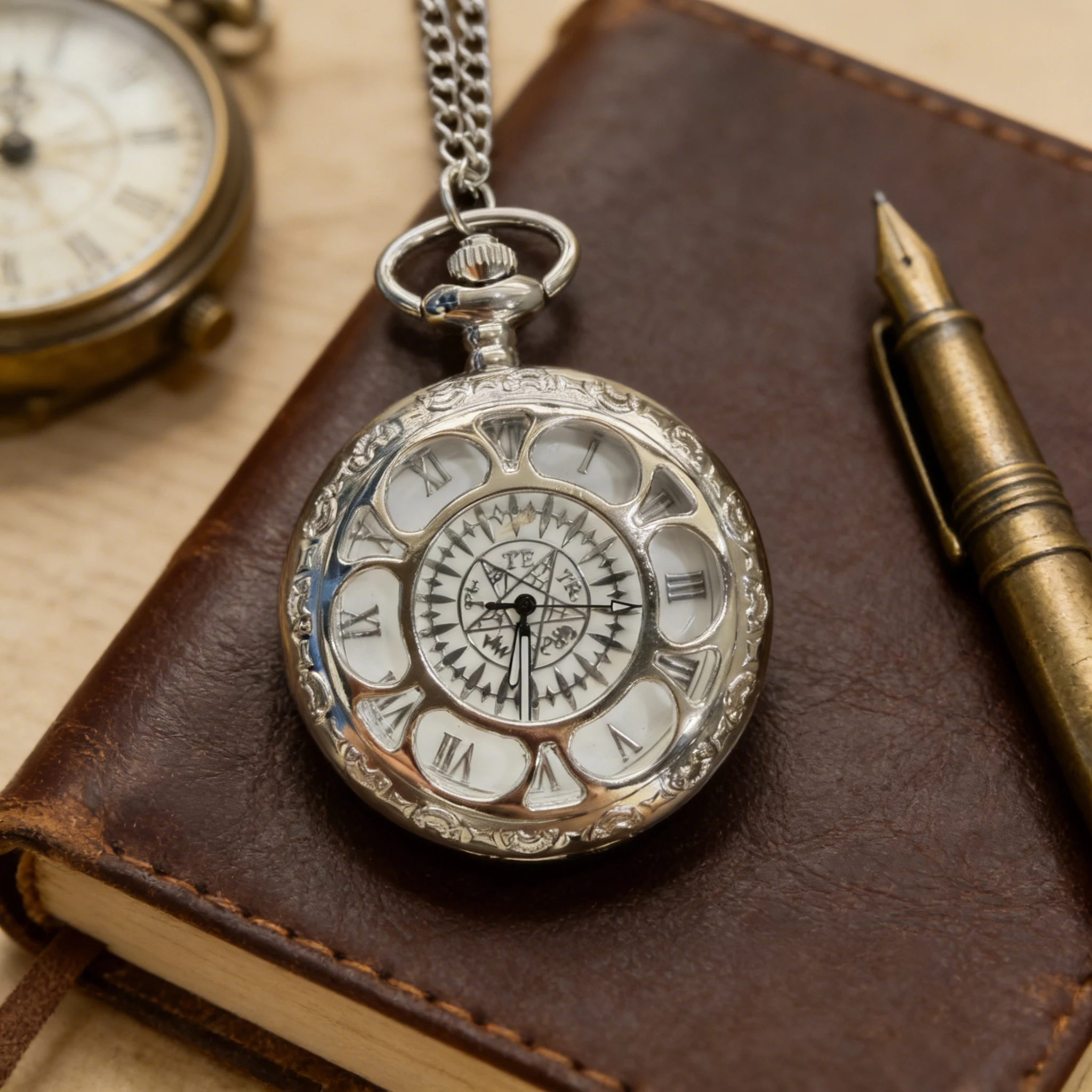 Silver Engraved Compass Pocket Watch Pendant Necklace Timing Chronograph Clock Jewelry for Men & Women Relojes De Bolsillo