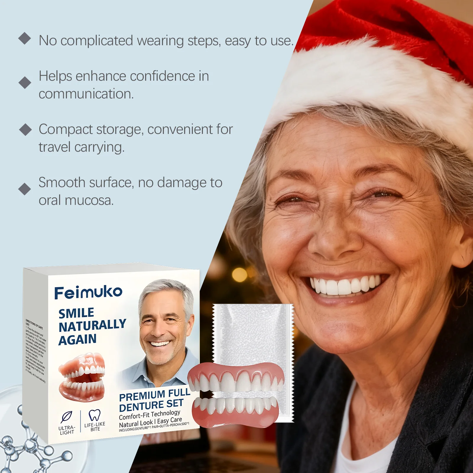 Dentures Full Set Natural Upper Lower Braces Silicone Denture Set for Men Women Instant Confident Fake Tooth Oral Hygiene Care thumbnail 6