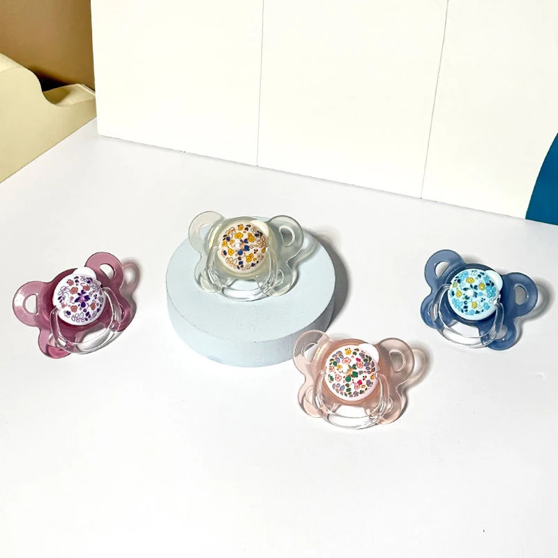New 2pcs/4pcs Baby Pacifier with Cover, Flower-design Printed Soother with Thumb Nipple,Perfect Baby Shower Gift for Boy Girl thumbnail 6