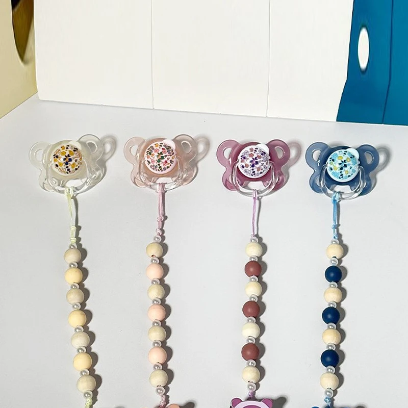New 2pcs/4pcs Baby Pacifier with Cover, Flower-design Printed Soother with Thumb Nipple,Perfect Baby Shower Gift for Boy Girl thumbnail 4