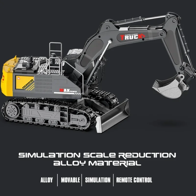 1/18 RC Alloy Spray Excavator Truck 17CH Engineering Vehicle Sound Lights 680 Degree Rotation Car Kids Toys Boy Birthday Gifts thumbnail 3