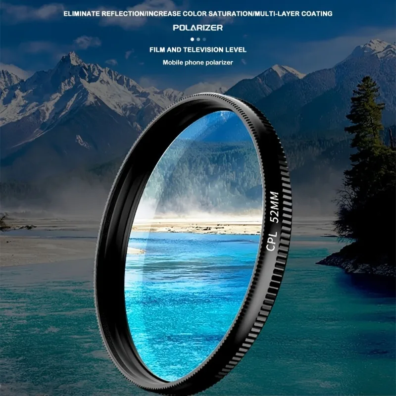 52mm CPL Clip-On Phone Camera Filter, Ultra-Thin Polarizer for Glare Reduction & Landscape Photography thumbnail 5