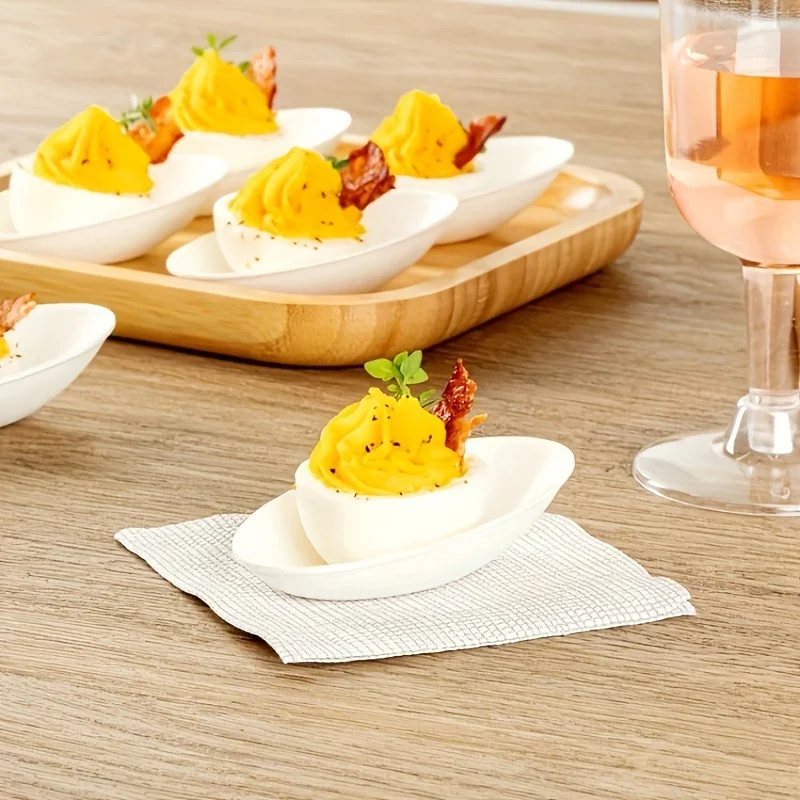 50Pcs Disposable Egg-Shaped Sugarcane Pulp Small Bowls, Commercial Dipping Sauce Dishes, 3inch Pieces, Suitable for Weddings, Parties, Birthday Parties, Outdoor Camping, Barbecues thumbnail 5