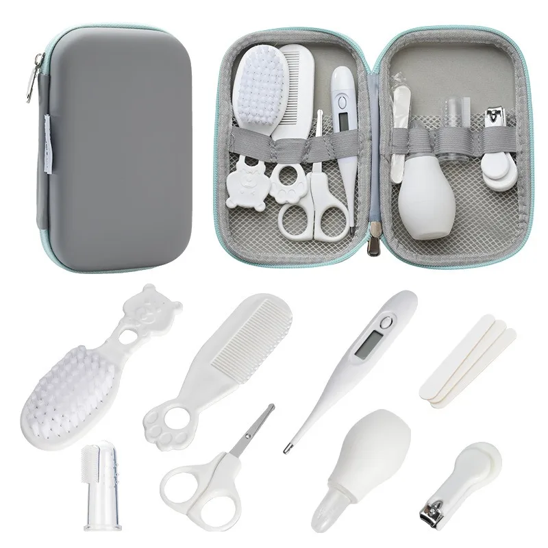 8pcs New Baby Grooming Kit with Small Case,Safety Care Set with- Feeding Dropper, Nail Clippers, Nose Cleaner,Comb,Brushes,etc thumbnail 2