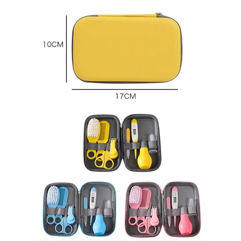 8pcs New Baby Grooming Kit with Small Case,Safety Care Set with- Feeding Dropper, Nail Clippers, Nose Cleaner,Comb,Brushes,etc thumbnail 6