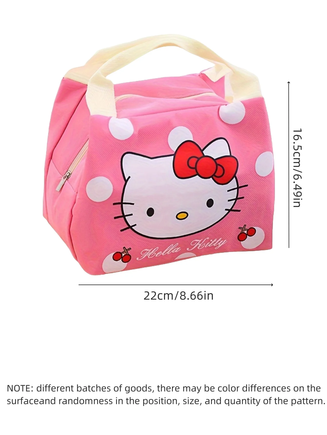 1pc HelloKittyes Insulated Lunch Bag Canvas Zip Closure Polyester Lined Fashionable Plaid Design for Women thumbnail 2