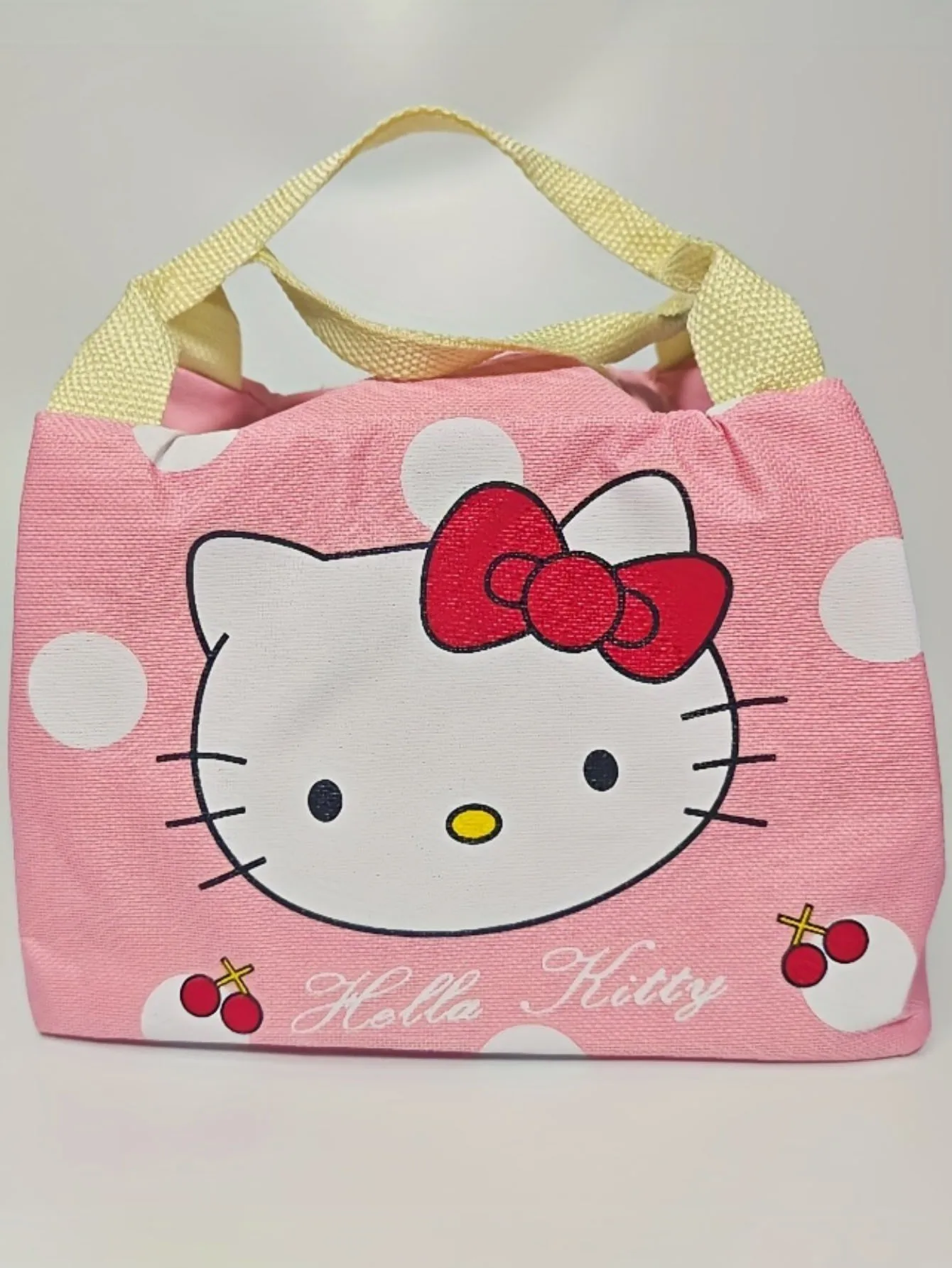1pc HelloKittyes Insulated Lunch Bag Canvas Zip Closure Polyester Lined Fashionable Plaid Design for Women thumbnail 6
