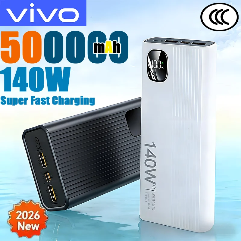 VIVO 140W 500000mAh Power Pank Large Capacity Super Fast Charging Portable Digital Display External Battery for iPhone Samsung
