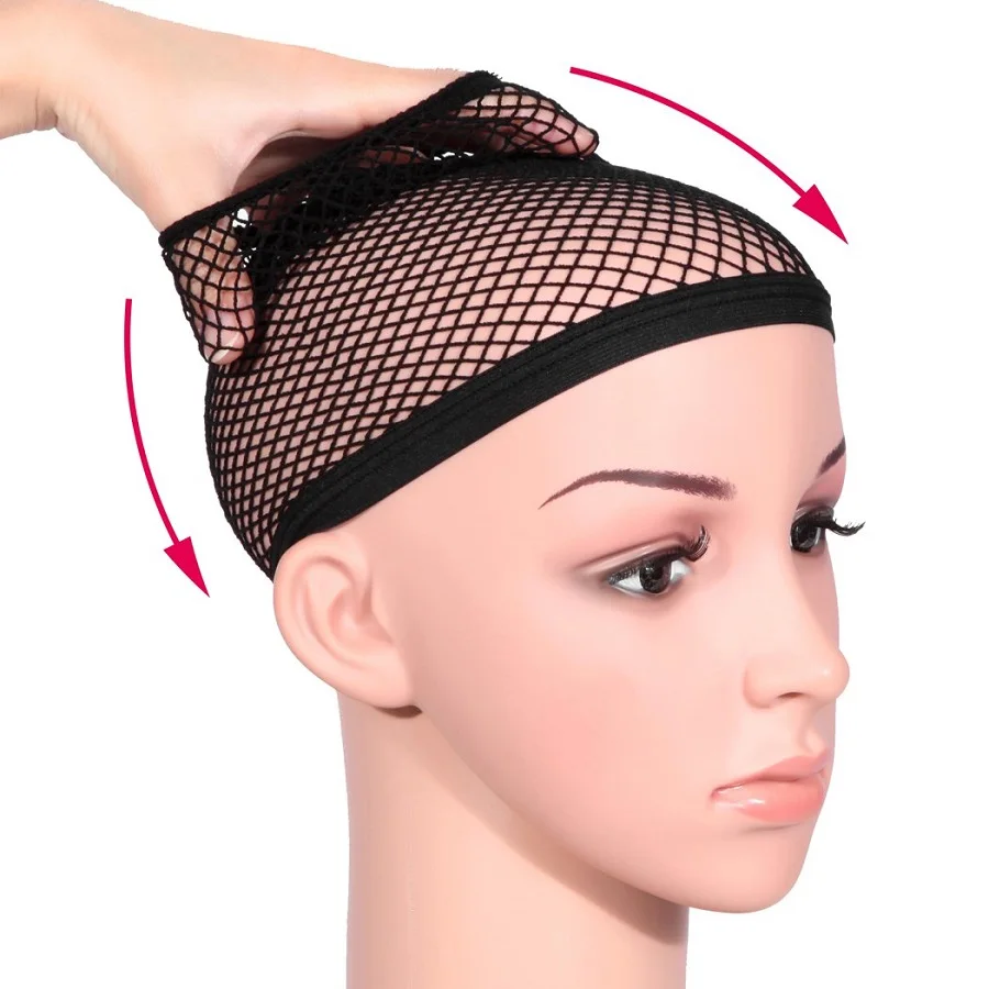 Leeons Elastic Nylon Fishnet Wig Caps Open Ended Snood Hairnet Stretchable Mesh Weaving Hair Net Wig Liner Cap for Wigs thumbnail 3