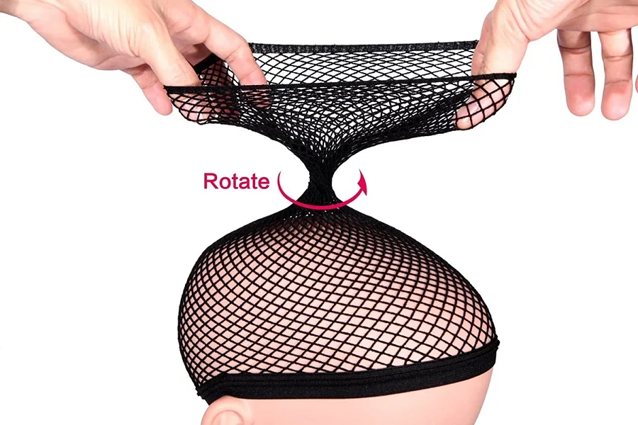 Leeons Elastic Nylon Fishnet Wig Caps Open Ended Snood Hairnet Stretchable Mesh Weaving Hair Net Wig Liner Cap for Wigs thumbnail 5