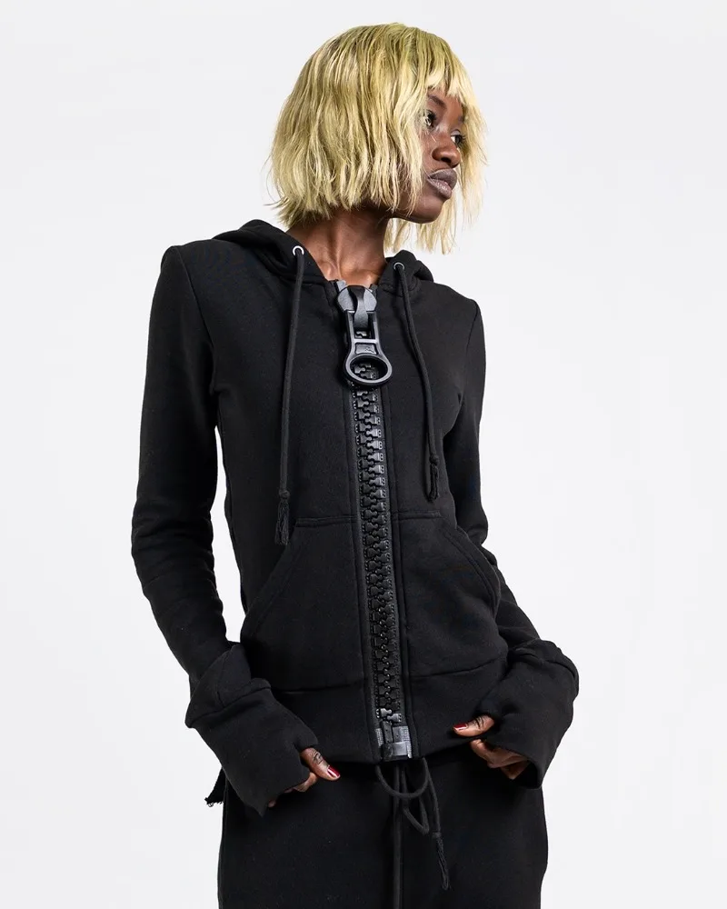 Y2k European and American Retro Oversized Zipper Oversized Hoodie Women Harajuku Street Hip-hop Casual Zipper Sweatshirt Unisex thumbnail 4