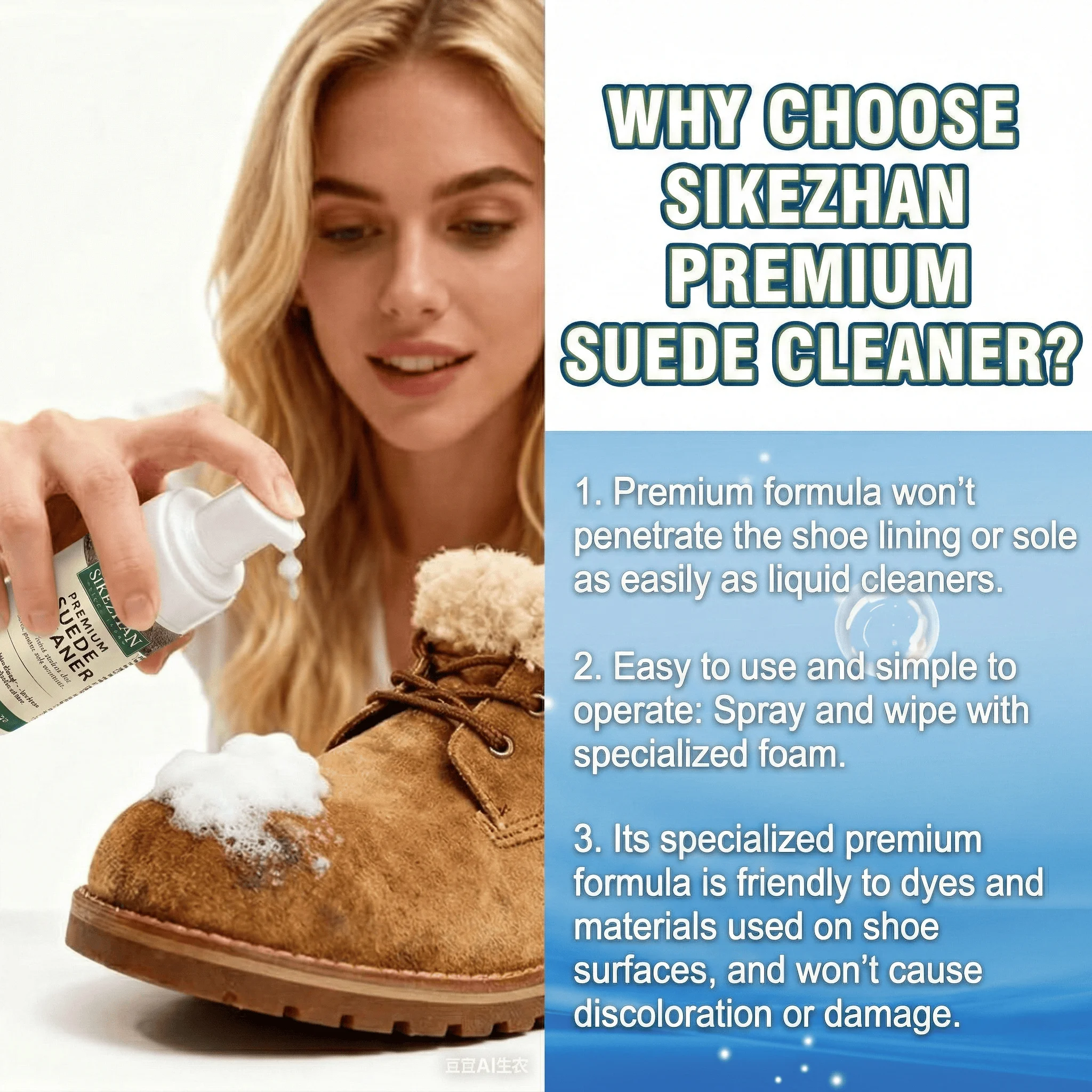 Suede Nubuck Shoe Cleaner Kit Foam Cleanser & Brush Towel Set for Sneakers Boots Bags Leather Jackets Care Premium Cleaning Tool thumbnail 2